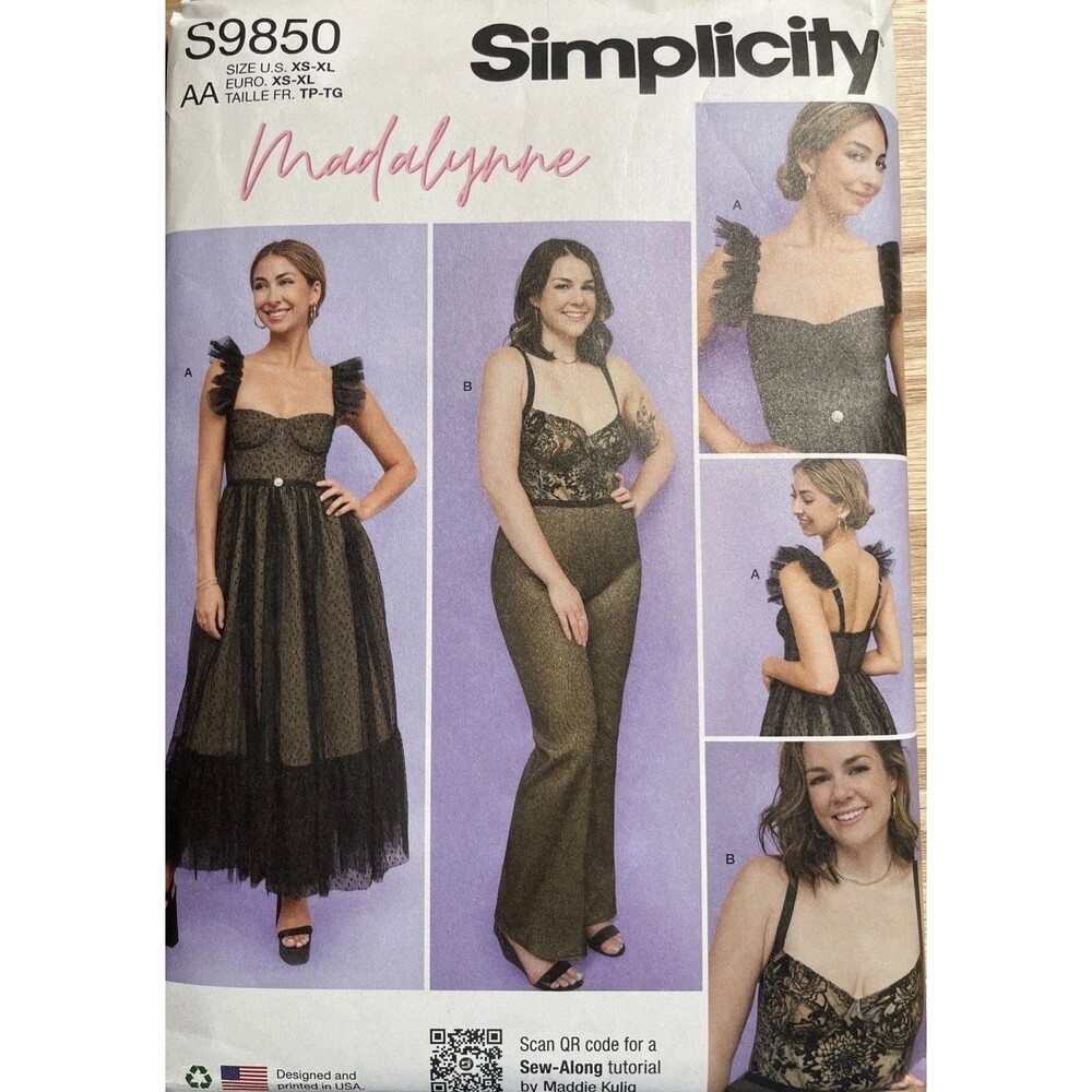 Pattern Sz XS-XL Madalynne Corset Dress Jumpsuit Simplicity S9850 New/Uncut
